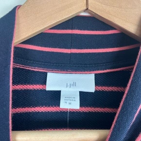J.Jill Striped Mock Neck Long Sleeve Pocket Dress Modal Cotton Navy Pink Size M - Picture 4 of 12